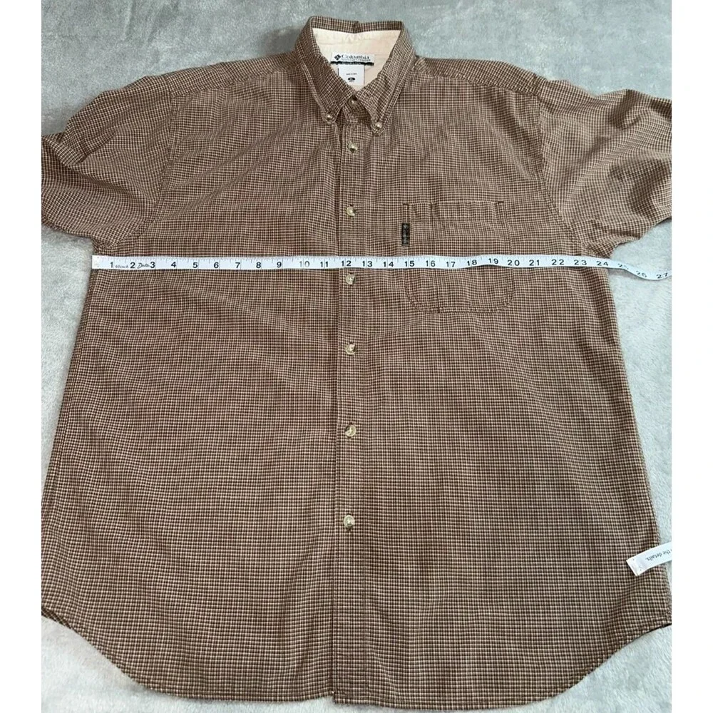 VTG Columbia Long Sleeve Button Down Shirt Men's XL Brown Plaid 100% Cotton